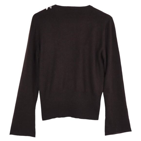Brunello Cucinelli 100% Cashmere V-Neck Sweater Floral Applique Rare - Picture 5 of 7